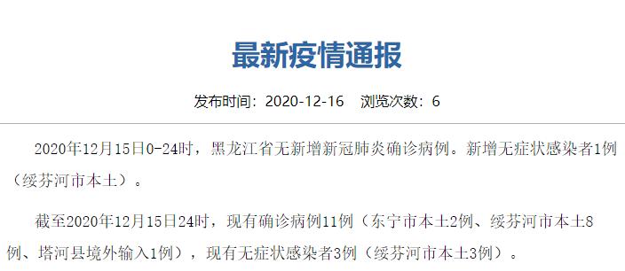 黑龙江新增本土确诊1例-黑龙江新增本土确诊1例是哪里的-第1张图片